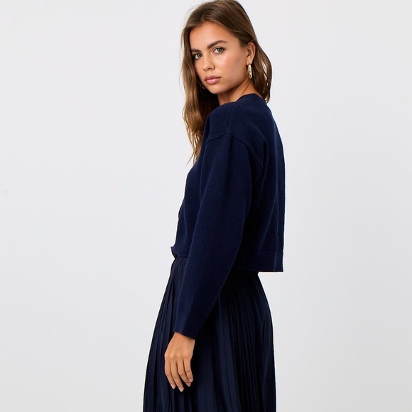 NWT La Porte Swim Cotton Cashmere Knit Summer Cardigan - Navy - XS - Picture 2 of 7